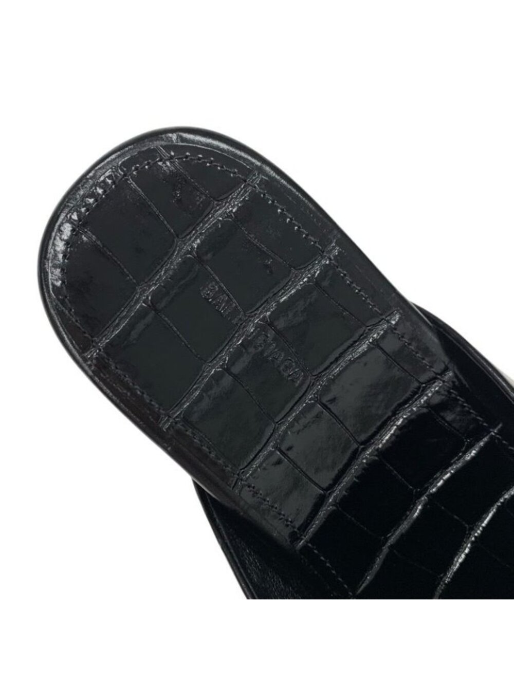 Balenciaga COSY BB Flat Shoes Leather Black Croco Shape Press Logo Mule - Picture 7 of 9